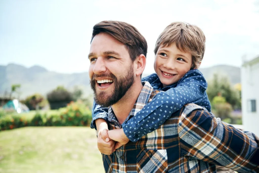 Shot of a father and his little son bonding together outdoors